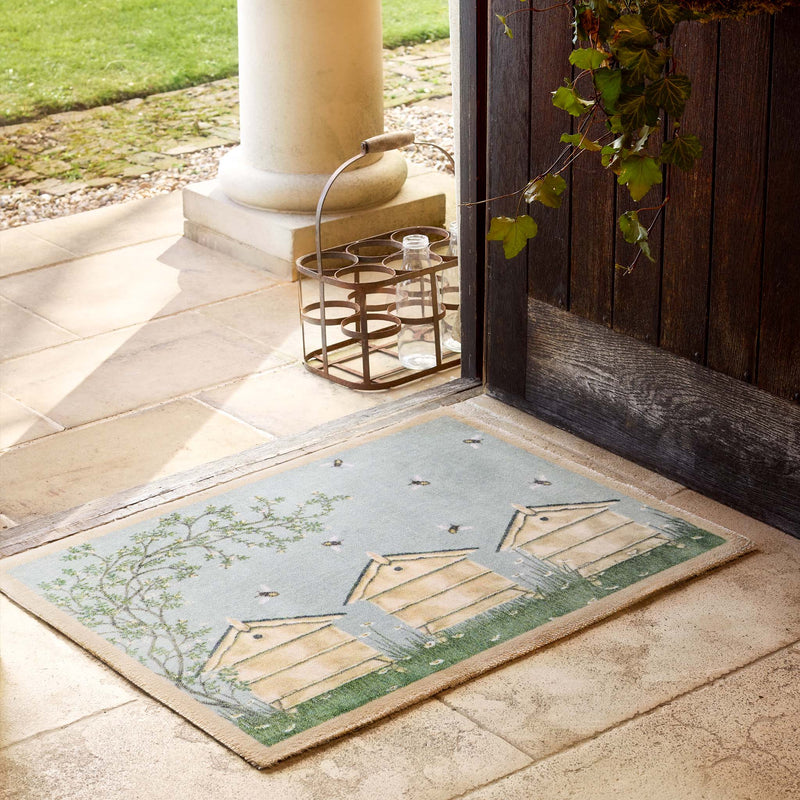 Bee Hive Washable Doormat- made from eco-friendly materials featuring a beehive.