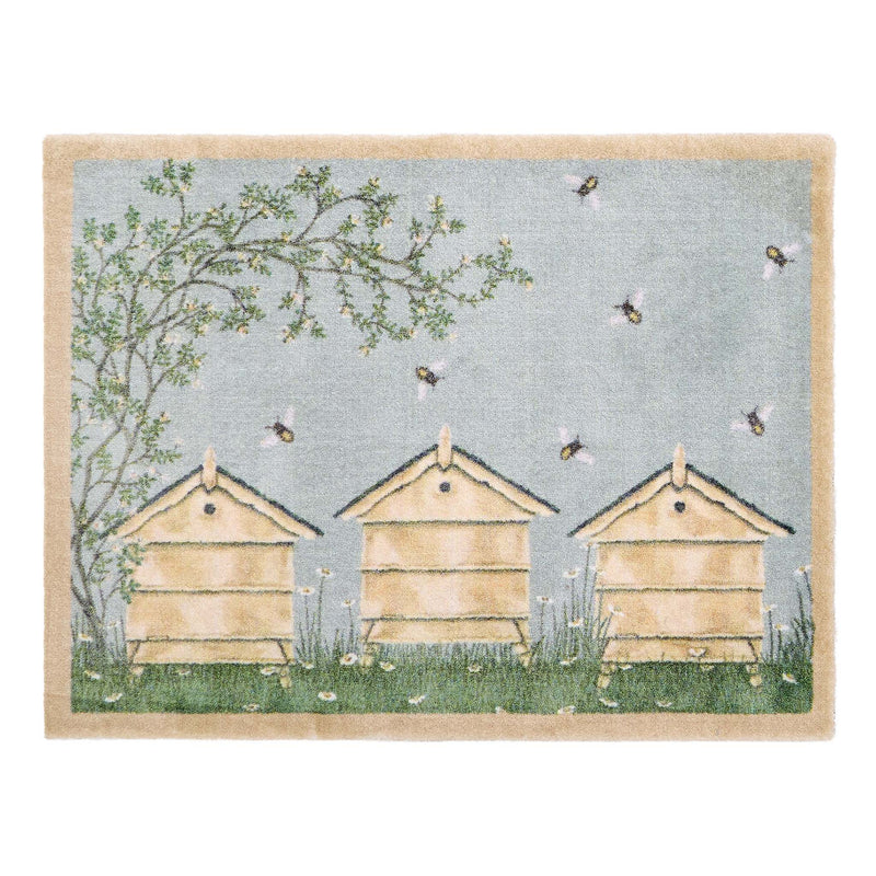 Bee Hive Washable Doormat- made from eco-friendly materials featuring a beehive. 