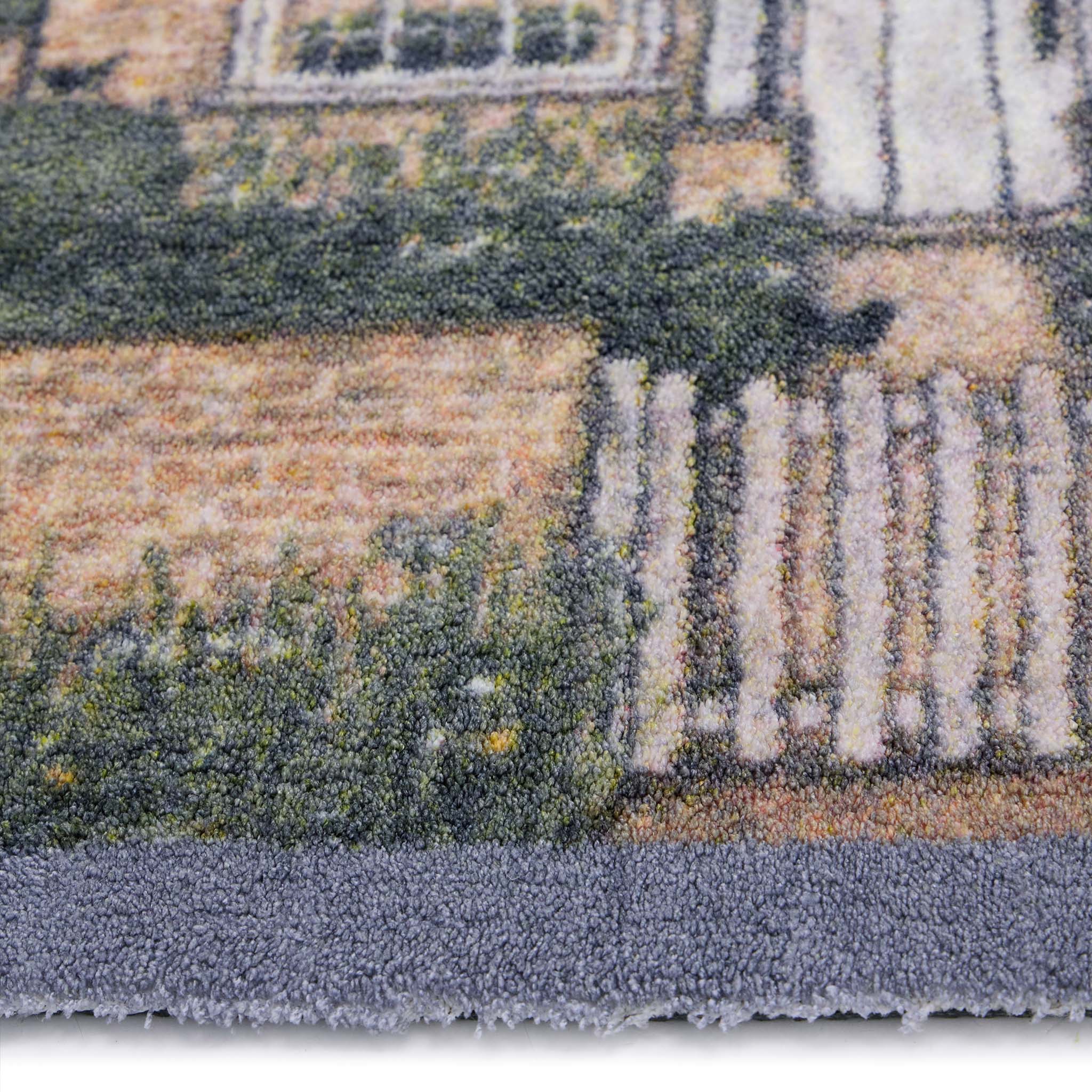 Country Cottage Washable Doormat- made from eco-friendly material featuring a countryside cottage design.