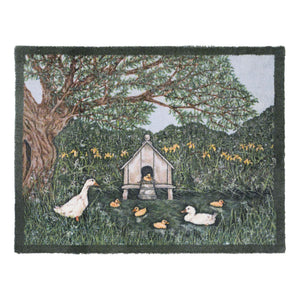 Duck House Washable Doormat- made from eco-friendly materials featuring a duck house. 