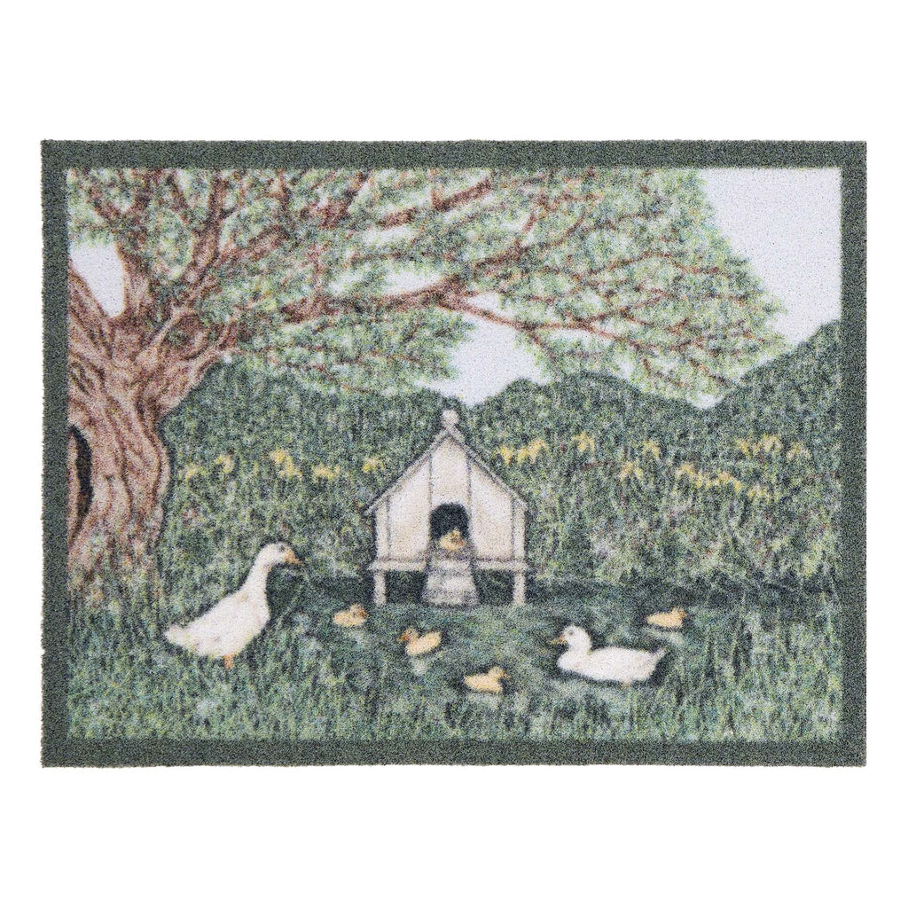 Duck House Outdoor Doormat- made from recycled materials featuring a duck house. 