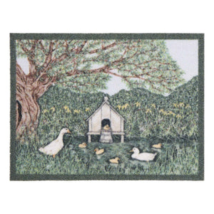 Duck House Outdoor Doormat- made from recycled materials featuring a duck house. 