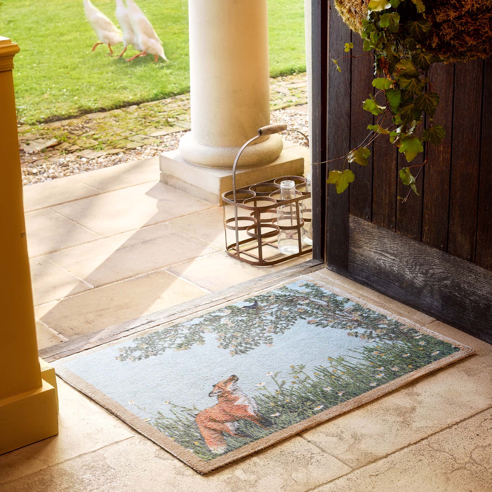 Fox & Blackbird Washable Doormat- made from eco-friendly materials featuring a fox. 