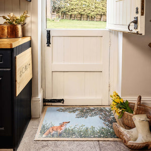 Fox & Blackbird Washable Doormat- made from eco-friendly materials featuring a fox. 