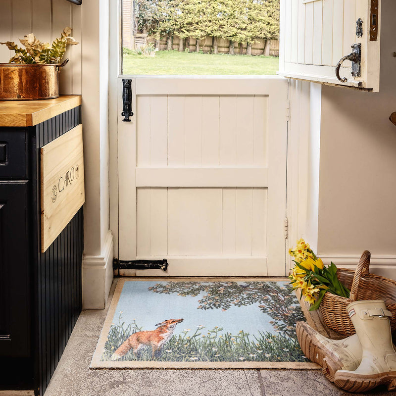 Fox & Blackbird Washable Doormat- made from eco-friendly materials featuring a fox. 