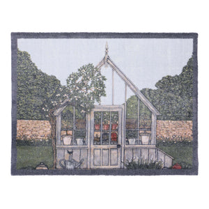 Green House Washable Doormat- made from eco-friendly materials featuring a greenhouse. 