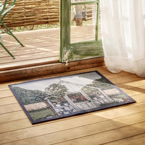 Green House Outdoor Doormat- made from recycled materials featuring a greenhouse. 