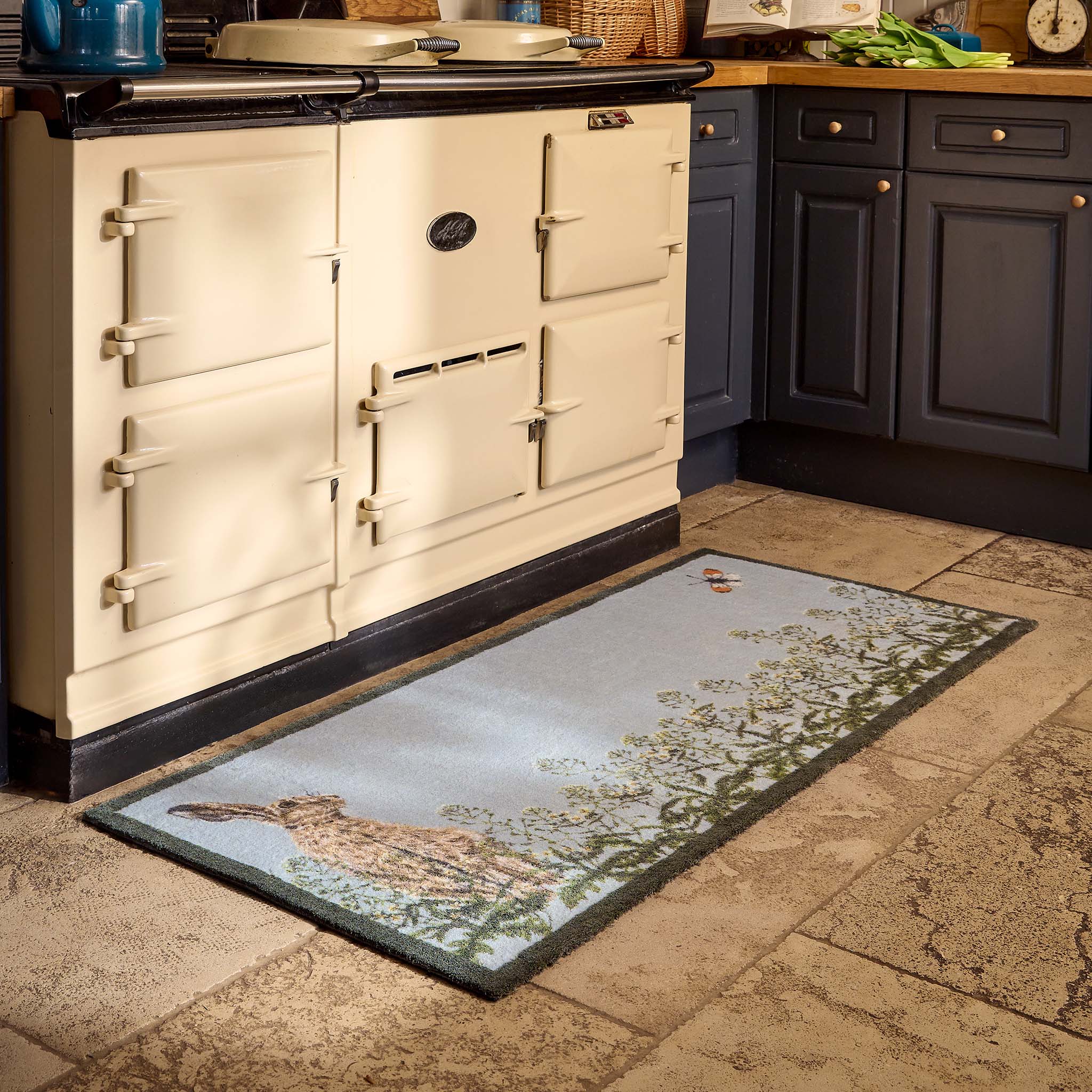 Hare & Shepard's Purse Washable Runner- made from eco-friendly materials featuring a hare chasing a butterfly. 