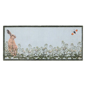 Hare & Shepard's Purse Washable Runner- made from eco-friendly materials featuring a hare chasing a butterfly. 