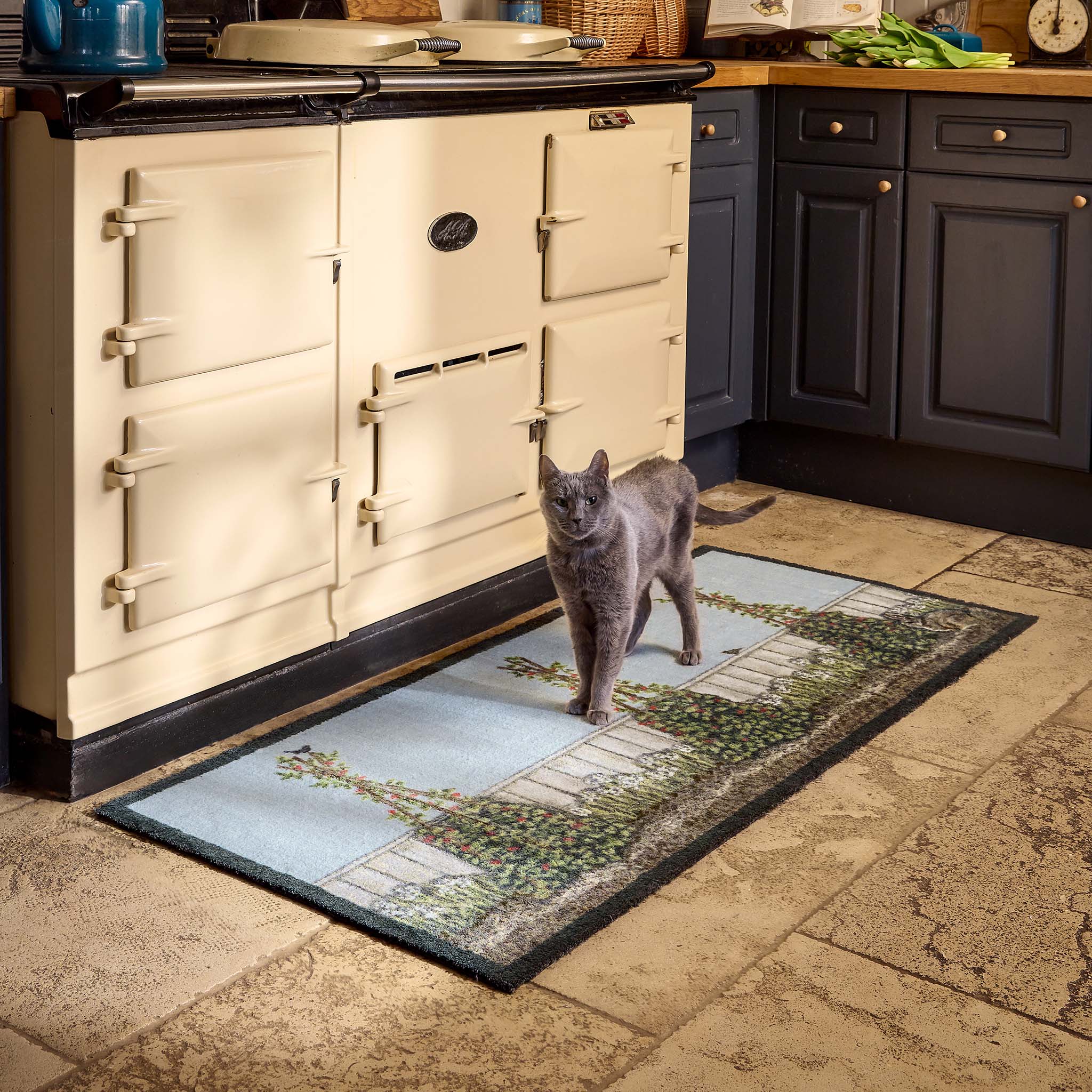 Vegetable Patch Washable Runner- made from eco-friendly materials featuring a vegetable patch.
