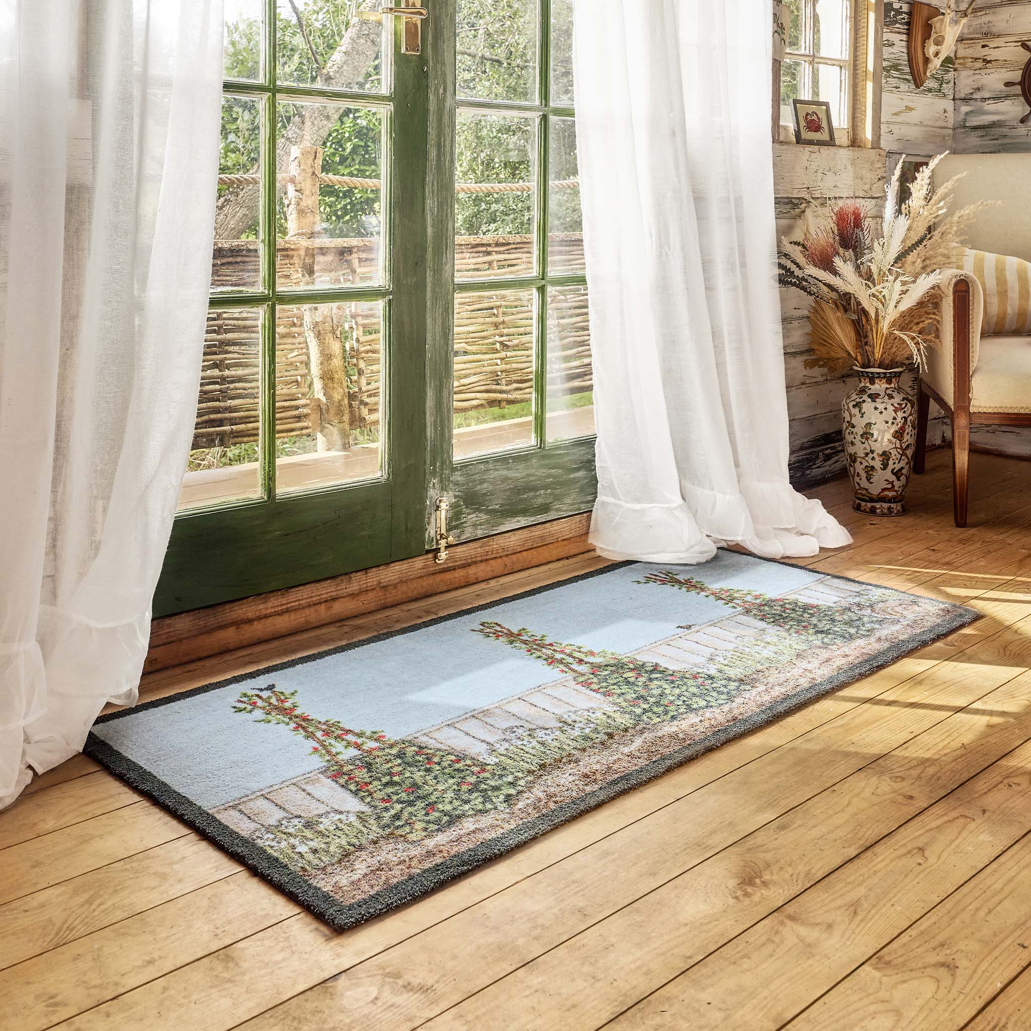 Vegetable Patch Washable Runner- made from eco-friendly materials featuring a vegetable patch.