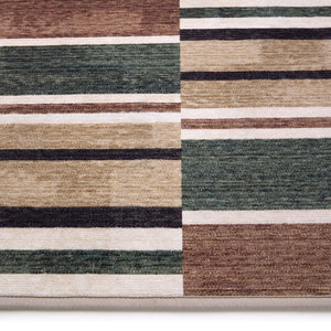 Savannah Stripe Natural Eco-Washable Rug- 100% recycled content rug featuring a geometric pattern.