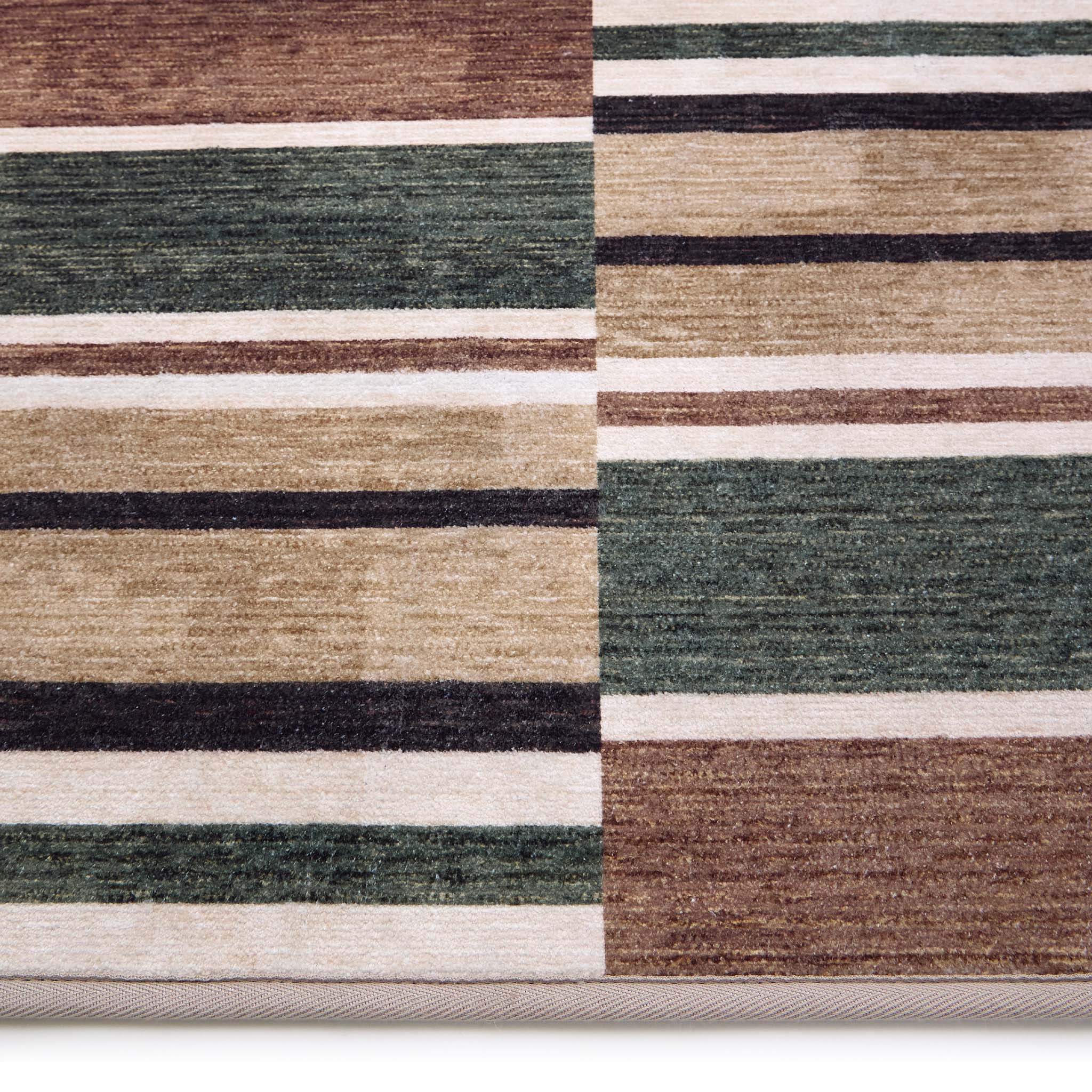 Savannah Stripe Natural Eco-Washable Rug- 100% recycled content rug featuring a geometric pattern.