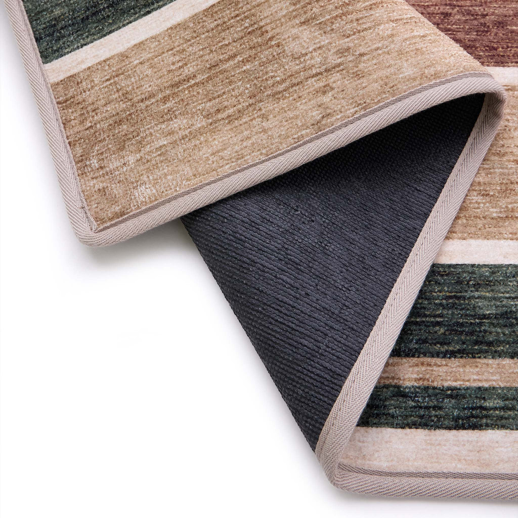 Savanna Stripe Natural Eco-Washable Rug Runner- 100% recycled content runner featuring a geometric pattern.