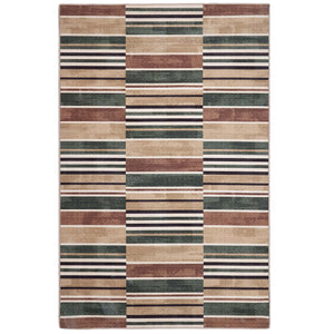 Savannah Stripe Natural Eco-Washable Rug- 100% recycled content rug featuring a geometric pattern.