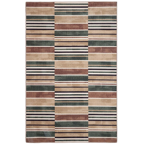 Savannah Stripe Natural Eco-Washable Rug- 100% recycled content rug featuring a geometric pattern.