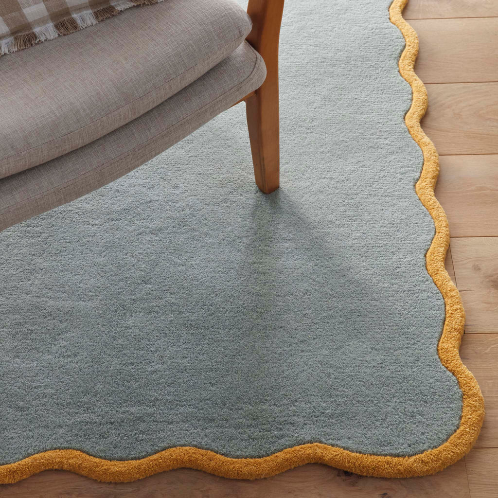 Scalloped Elsie Rug Duck Egg/Ochre