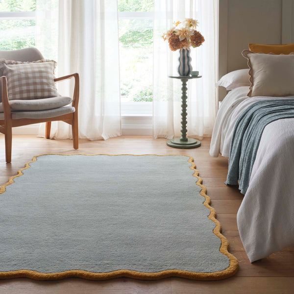 Scalloped Elsie Rug Duck Egg/Ochre