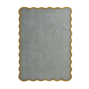 Scalloped Elsie Rug- a 100% hand-tufted rug in Duck Egg with wavy border. 