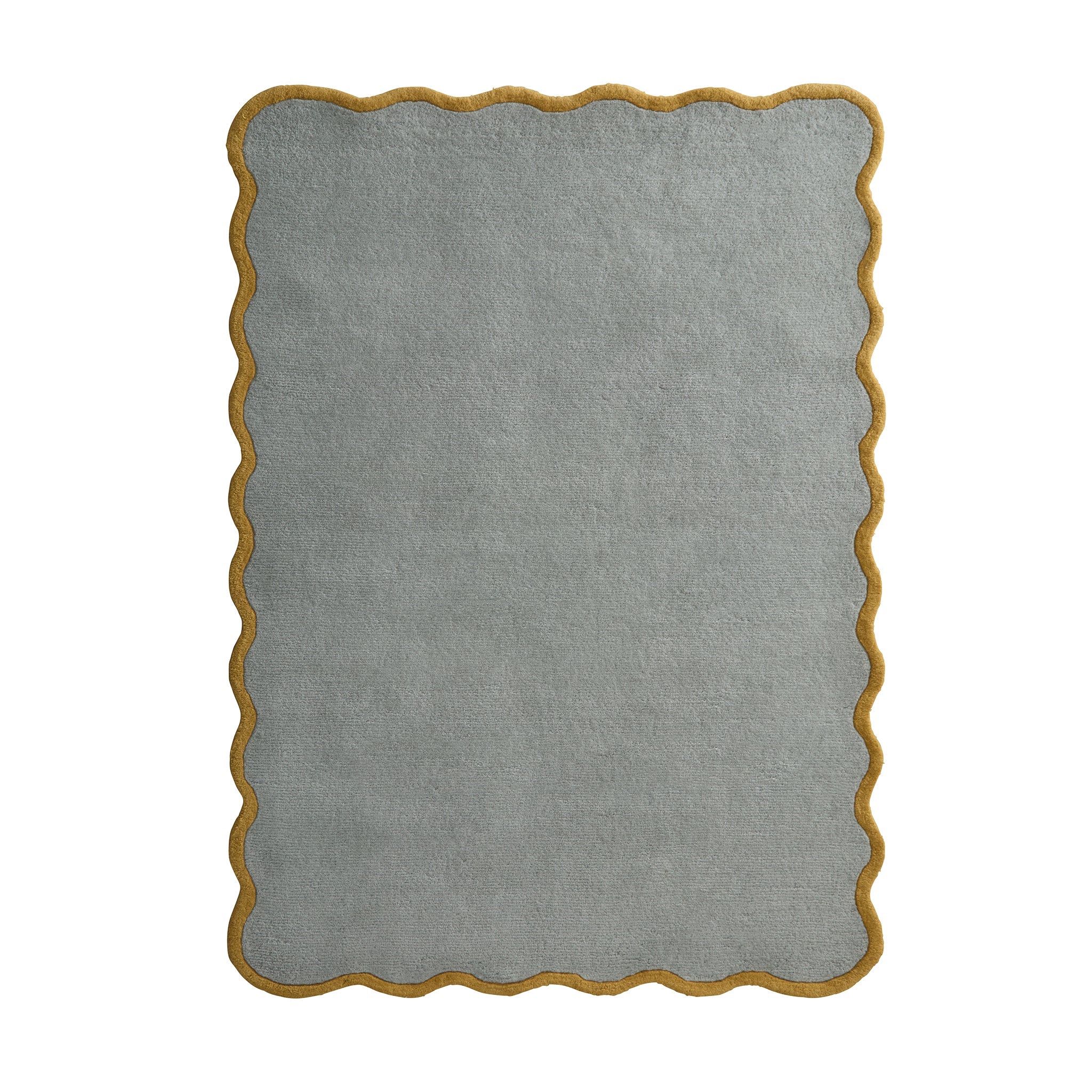 Scalloped Elsie Rug- a 100% hand-tufted rug in Duck Egg with wavy border. 