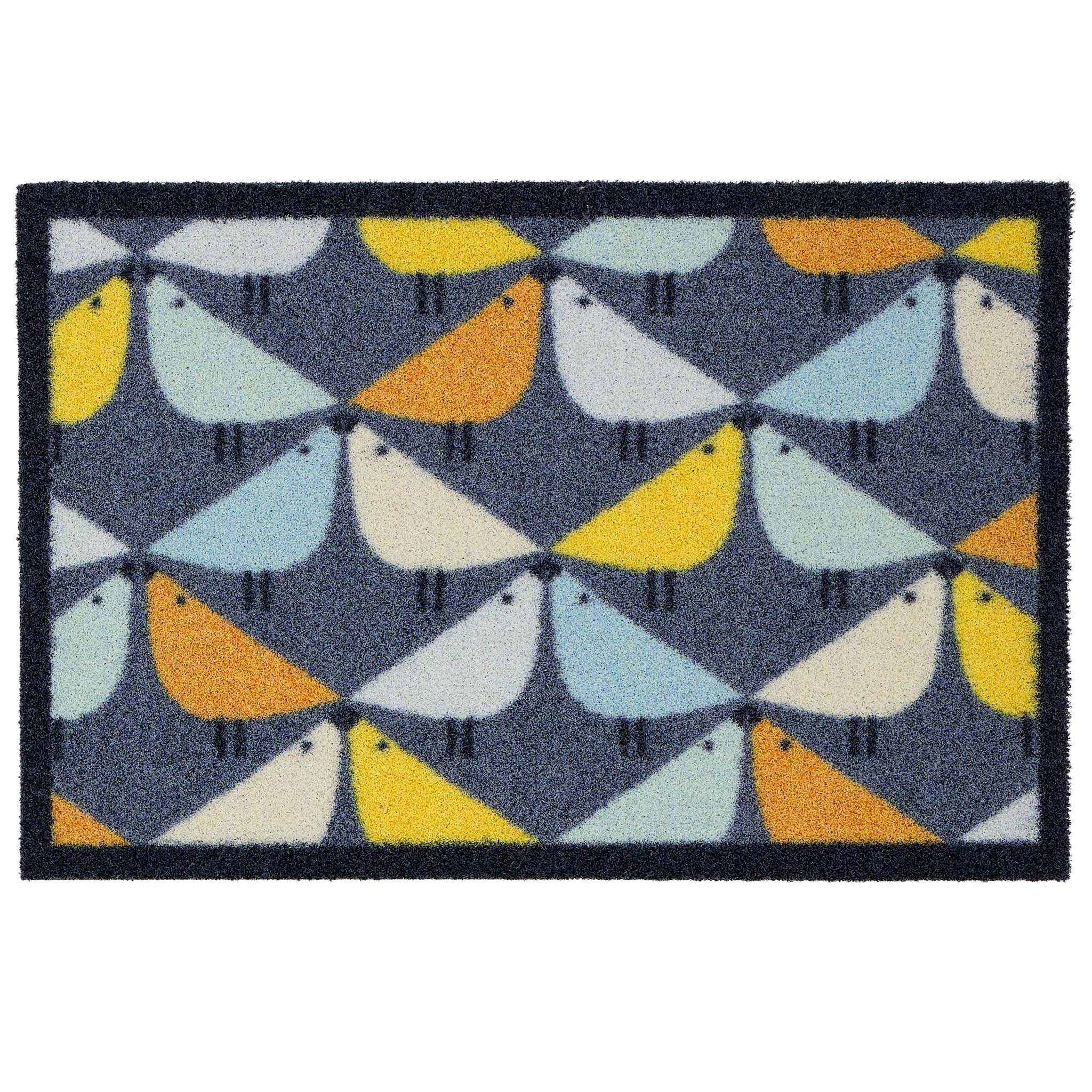 Scion Lintu Blue Recycled Outdoor Doormat with a lintu bird design.