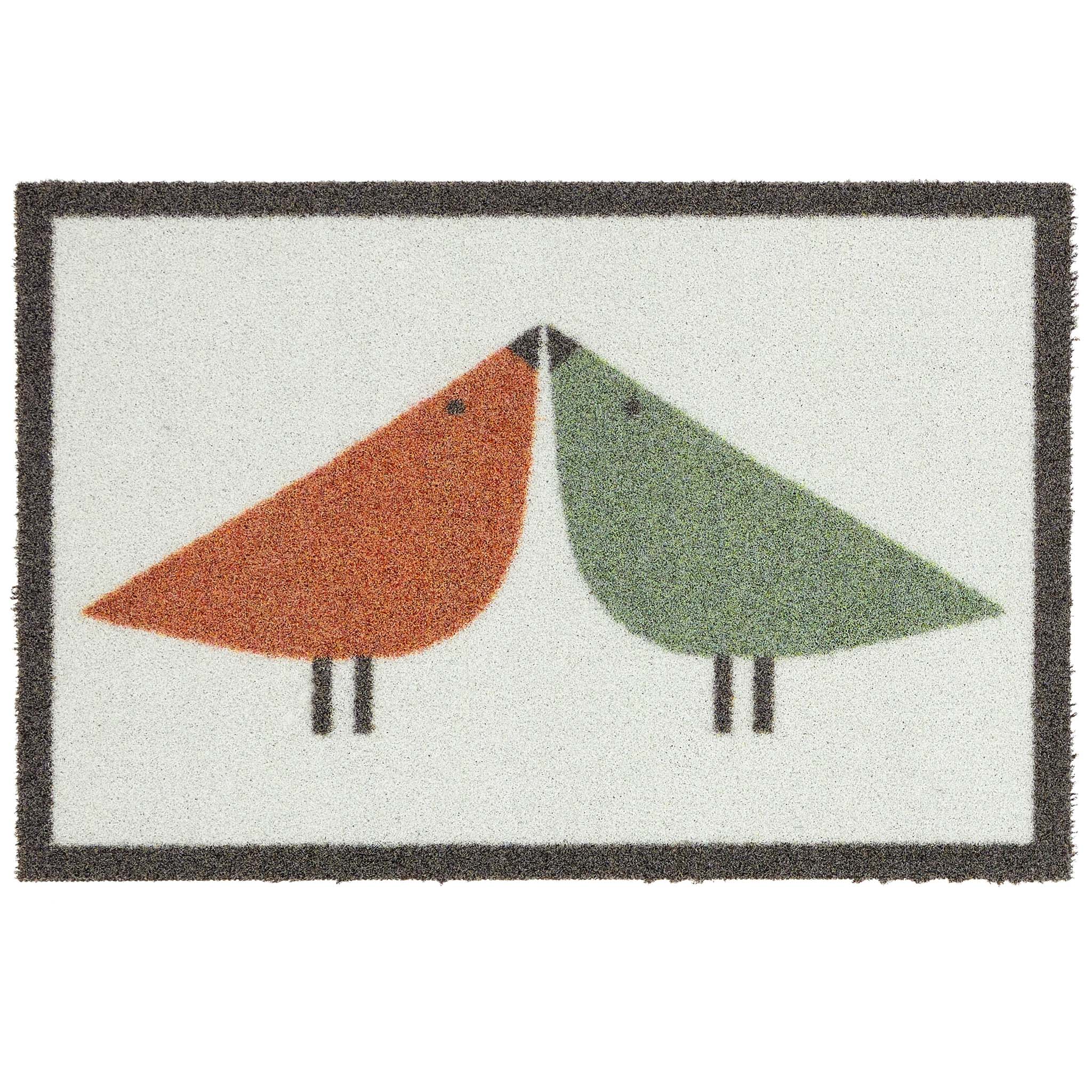 Scion Lintu Rust Green Recycled Outdoor Doormat with a lintu bird design.