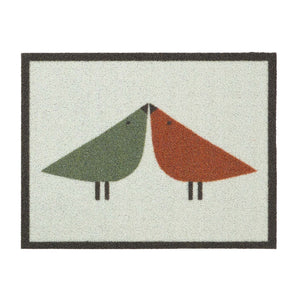 Lintu Rust/Green Outdoor Doormat. Made from Econyl regenerated yarn featuring two Lintu Birds.