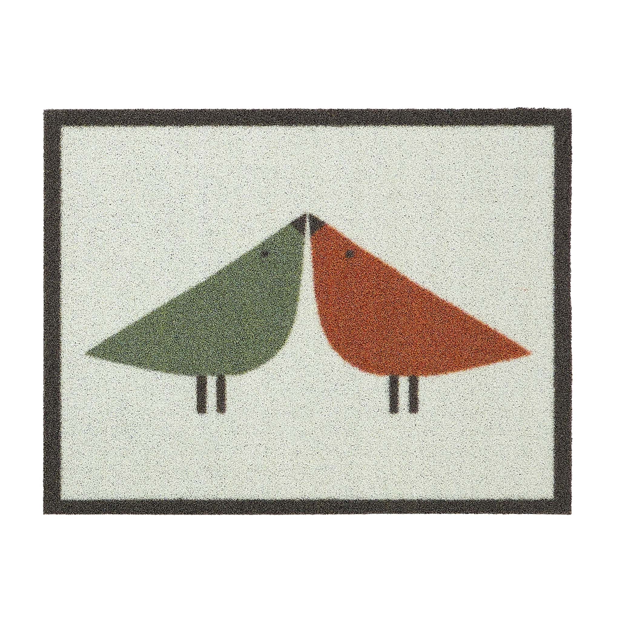 Lintu Rust/Green Outdoor Doormat. Made from Econyl regenerated yarn featuring two Lintu Birds.