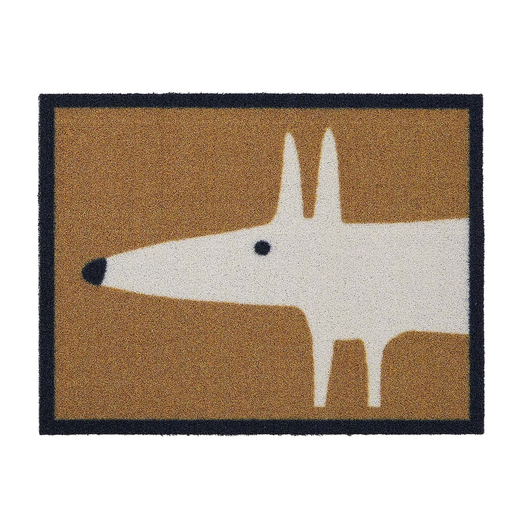 Mr Fox Natural Outdoor Doormat. Made from ECONYL regenerated yarn featuring a white fox.