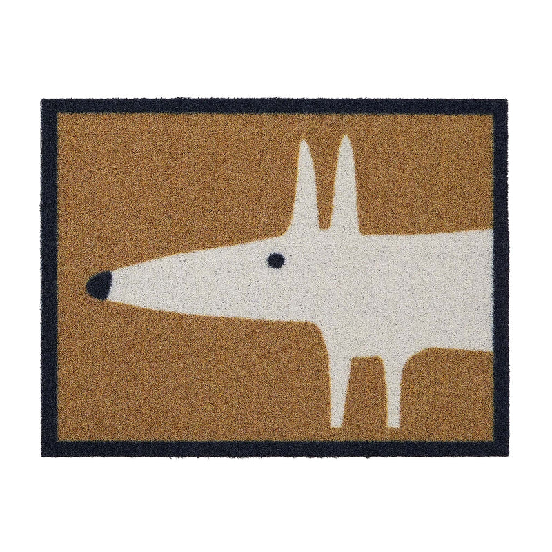 Mr Fox Natural Outdoor Doormat. Made from ECONYL regenerated yarn featuring a white fox.