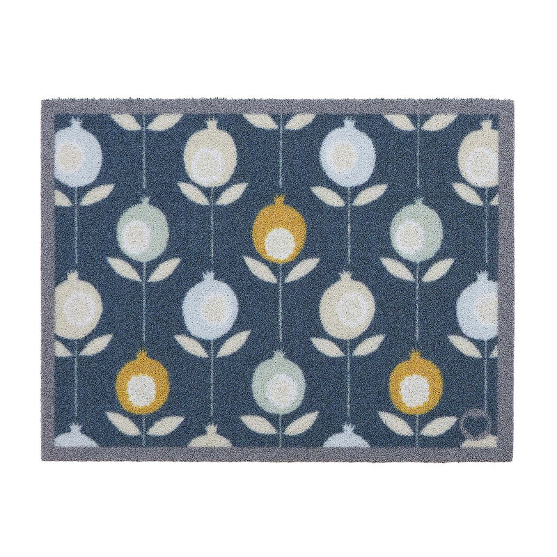 Pepino Blue Outdoor Doormat. Made from ECONYL regenerated yearn featurning a floral design.