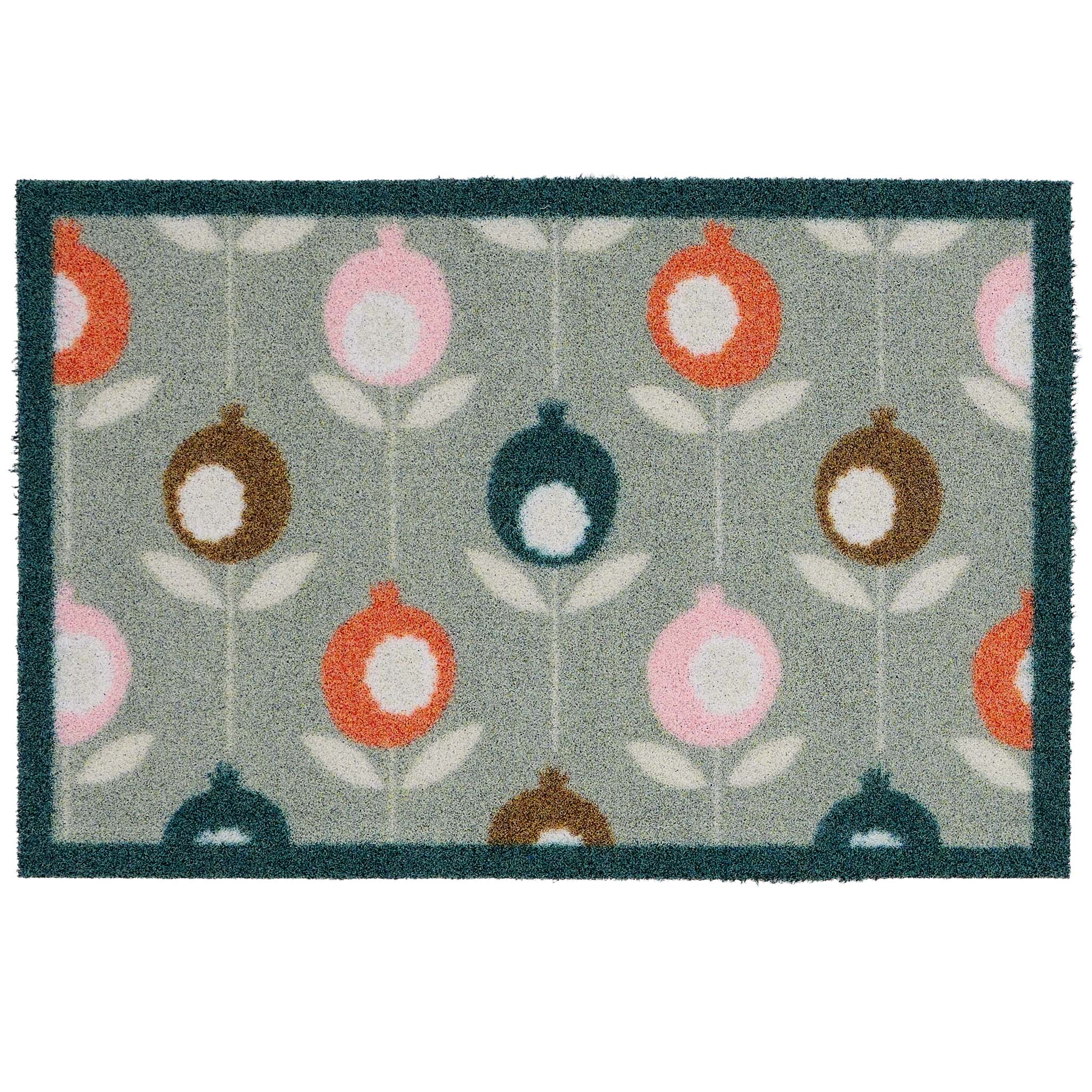 Scion Pepino Green Recyled Outdoor Doormat with a floral design. 