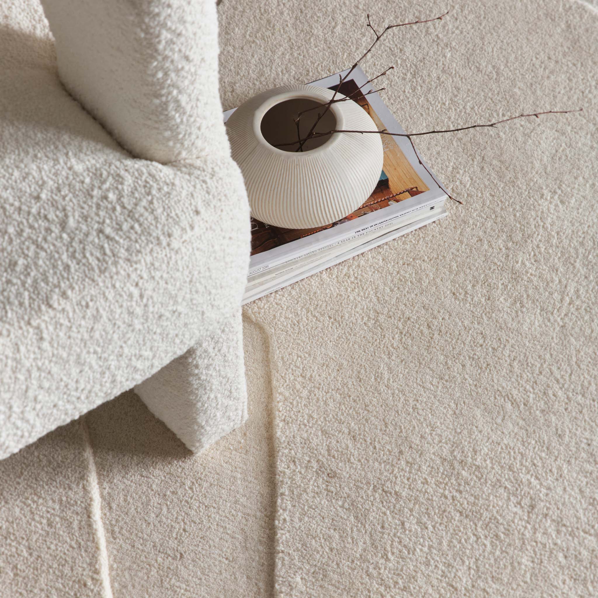 Sculptured Wool Rug Formation Cream. 100% wool rug with a carved geometric design.