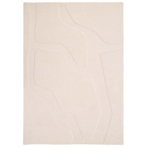 Sculptured Wool Rug Formartion Cream. 100% wool rug with a carved geometric design.