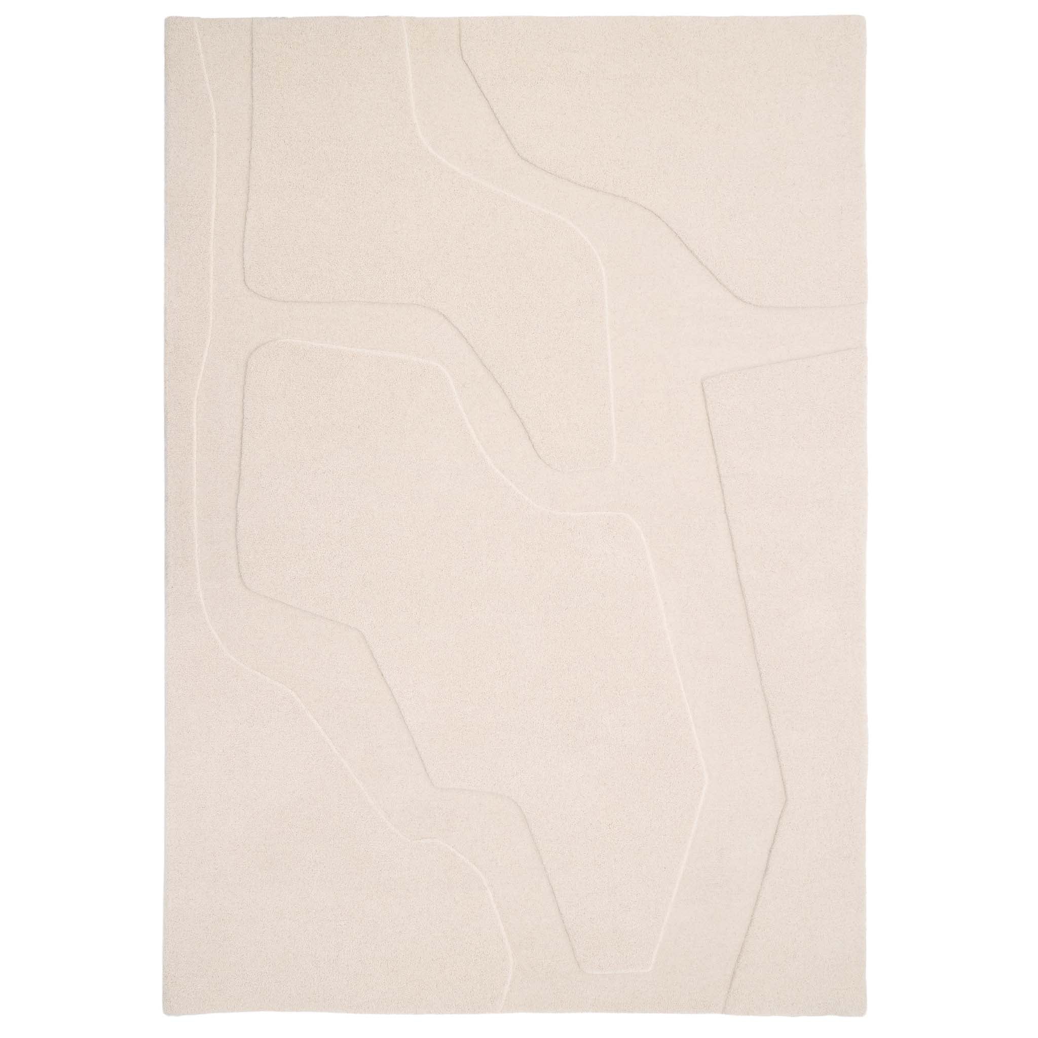 Sculptured Wool Rug Formartion Cream. 100% wool rug with a carved geometric design.