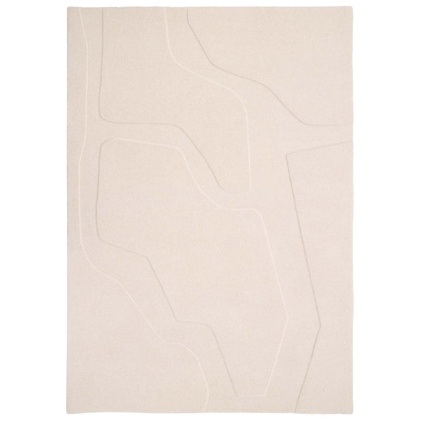 Sculptured Wool Rug Formartion Cream. 100% wool rug with a carved geometric design.