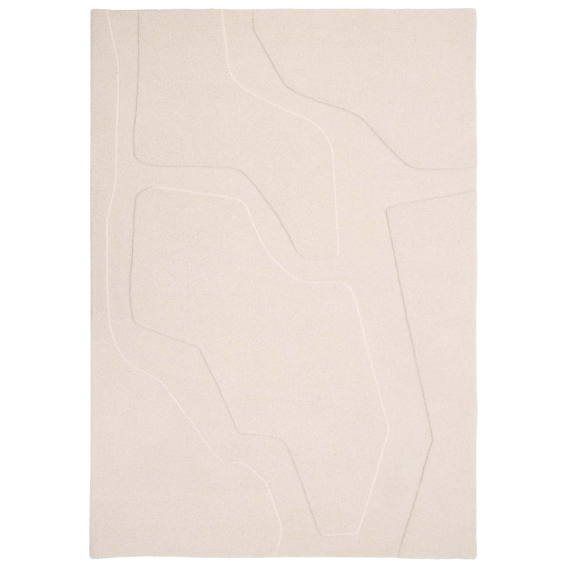 Sculptured Wool Rug Formation Cream. 100% wool rug with a carved geometric design.