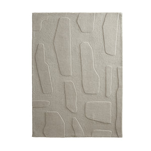 Sculptured Wool Stone Rug in Cream. 100% wool cut & loop pile rug in Cream with a patterned design. 