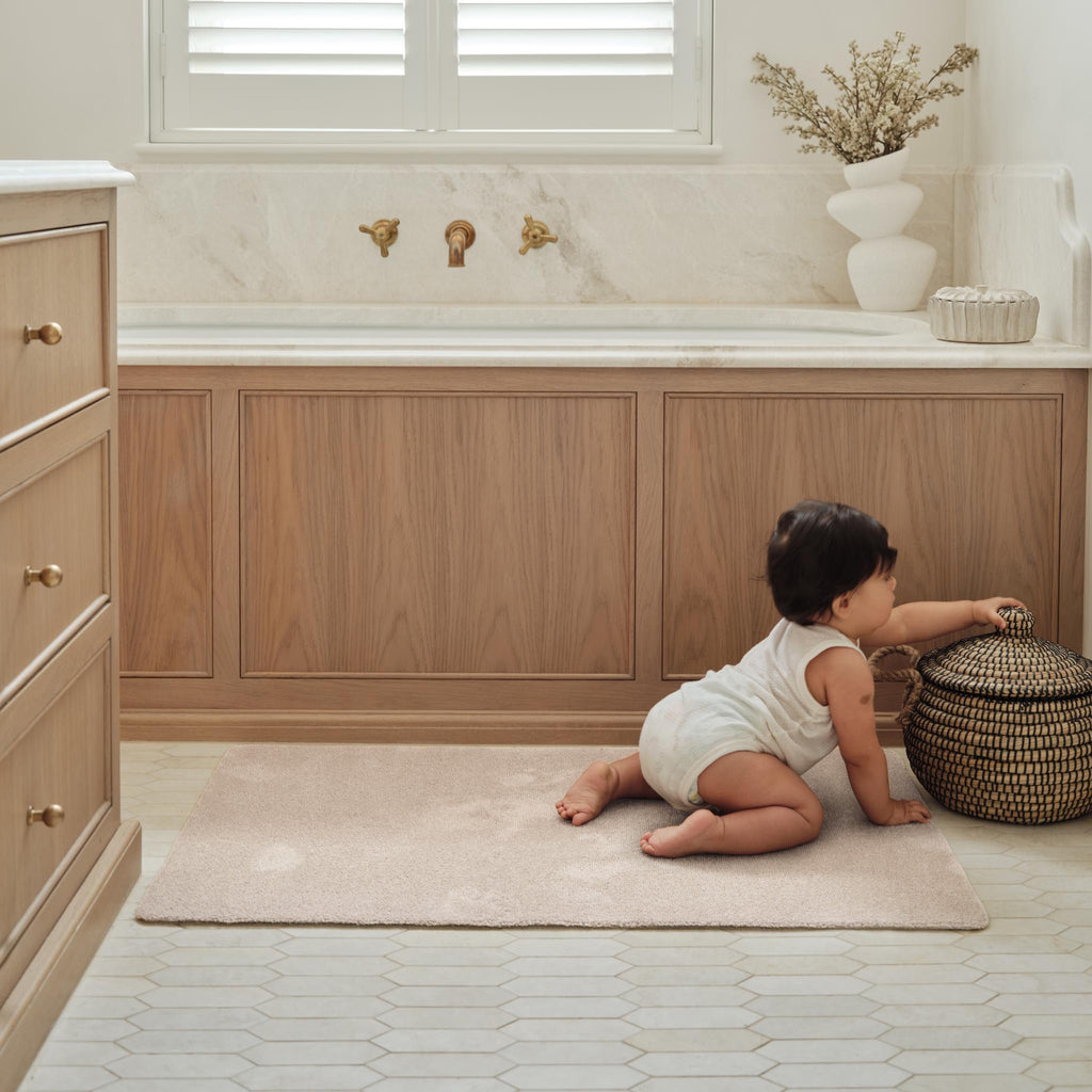 Sense Beige Bath mat- a bathmat made from recycled materials in a solid beige colour.