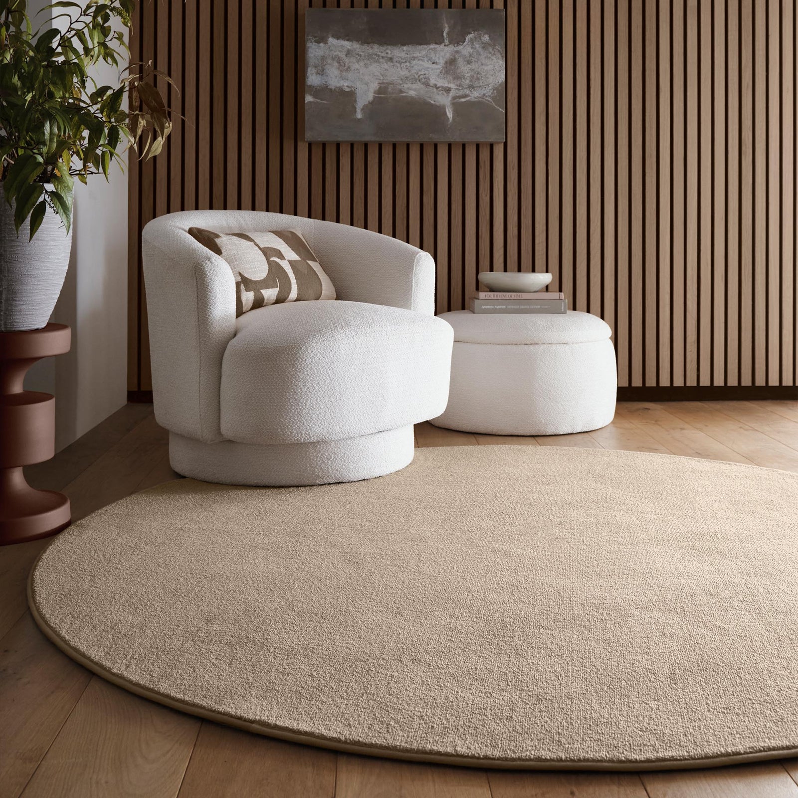 Sense Beige Washable Rug made from 100% recycled content, fully machine washable.