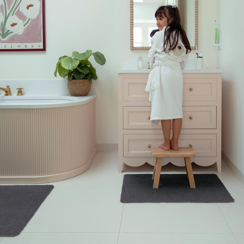 Sense Charcoal Bath Mat made from 100% recycled content, fully machine washable.