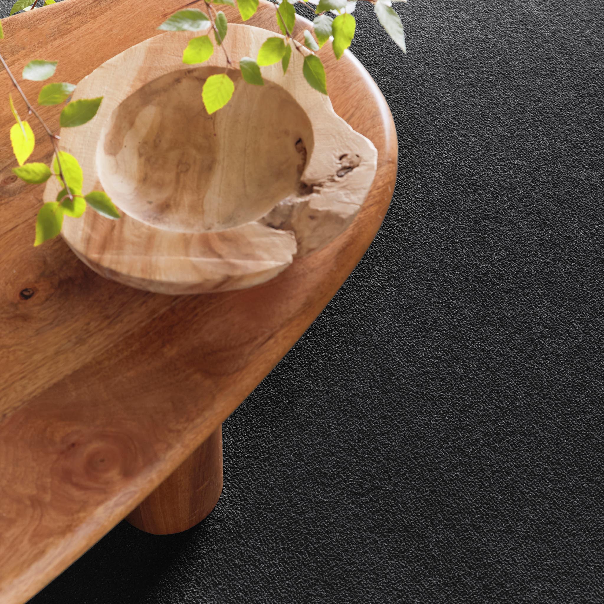Sense Charcoal Washable Runner- a 100% recycled polyester runner in a solid dark grey. 