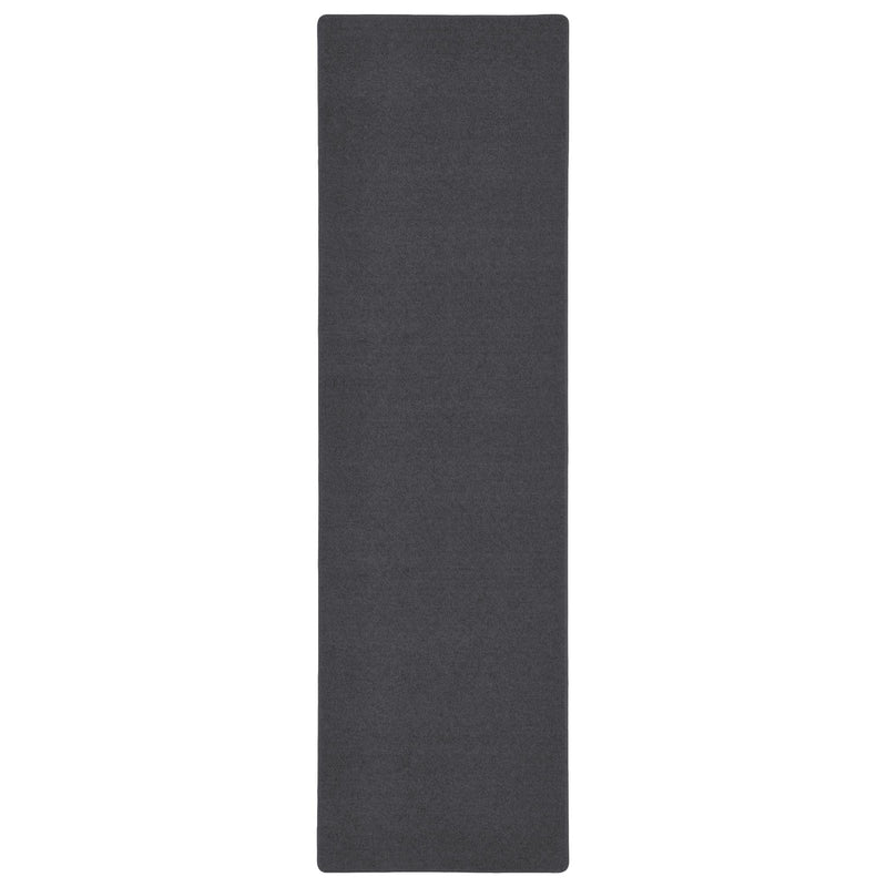 Sense Charcoal Washable Rug Runner- a 100% recycled polyester rug runner in a dark grey.