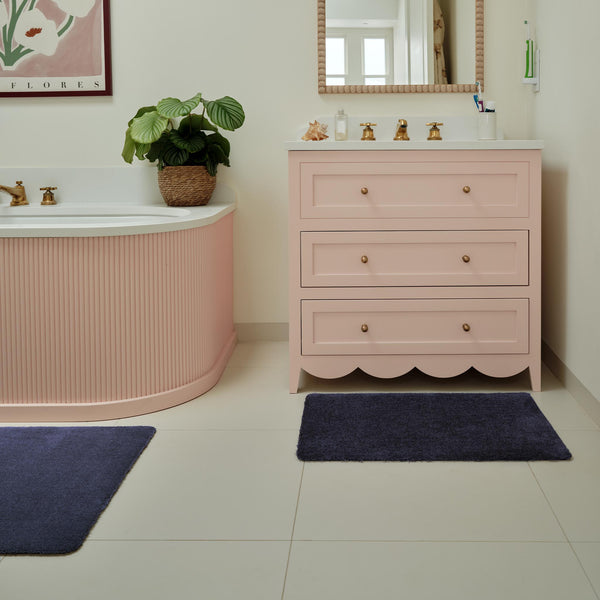 Sense French Navy Bath Mat- a bath mat made from recycled materials in a solid navy colour.