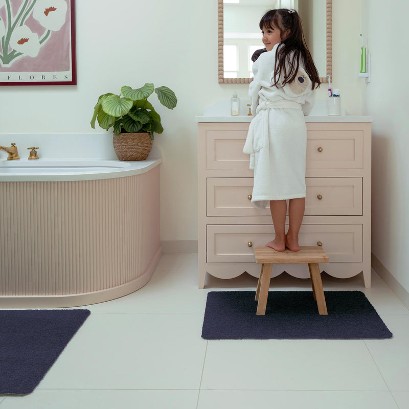 Sense French Navy Bath Mat- a bath mat made from recycled materials in a solid navy colour.