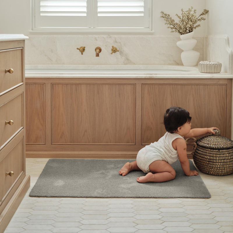 Sense Ghost Grey Bath Mat- a bath mat made from recycled materials in a solid grey.