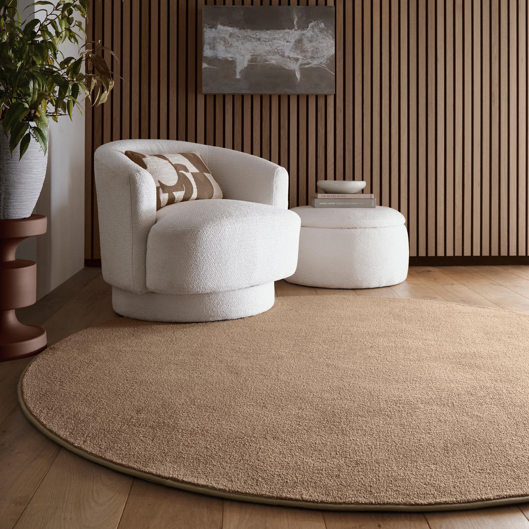 Sense Stone Washable Rug- a 100% recycled polyester rug in a solid brown.