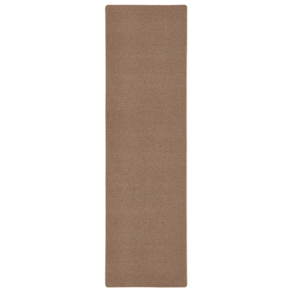 Sense Stone Washable Rug Runner- a 100% recycled polyester rug runner in a light brown.
