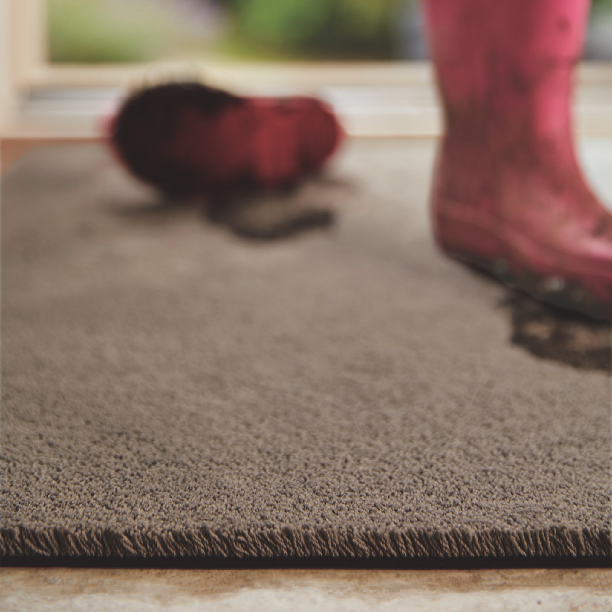 Sense Mink Washable Runner- 100% recycled polyester runner in a solid warm brown tone. 