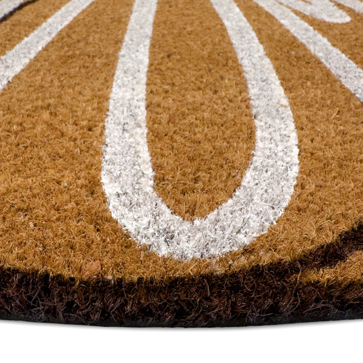 Close-up of Shaped Autumn Pumpkin Coir Doormat